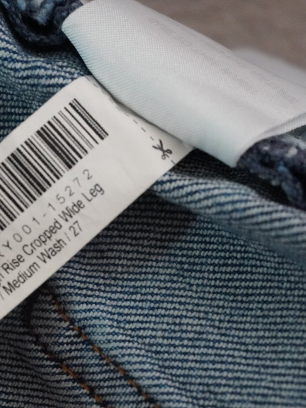 Quince Comfort Stretch High Rise Cropped Wide Leg Jeans Stormy Blue Sz 27x25 - Picture 6 of 16